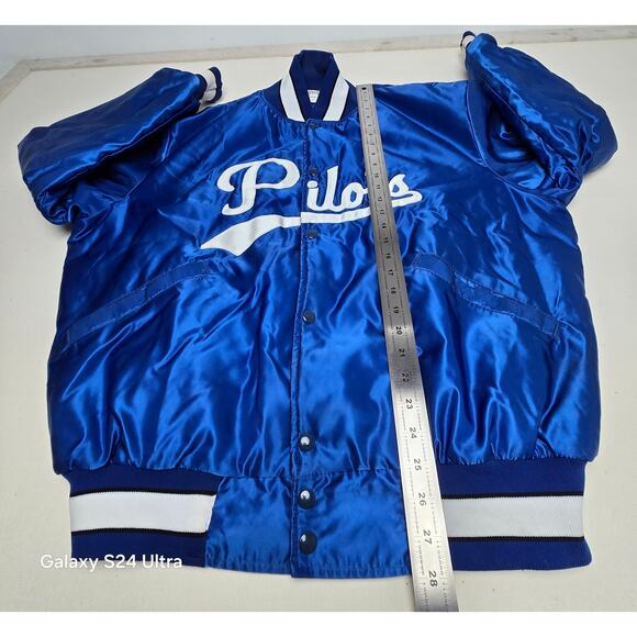 VTG Butwin Pilots Alaska Jacket Blue Satin Baseball Insulated Made USA Men's XL - Picture 6 of 8